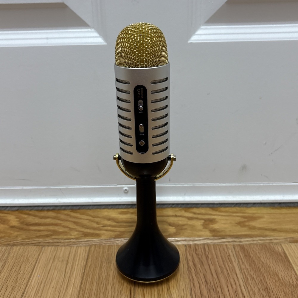 FAO Schwarz‎ Retro Microphone Kids Karaoke Bluetooth Speaker Gold Silver